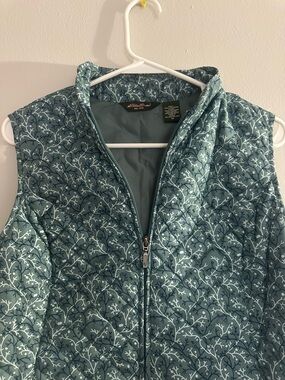 Eddie Bauer Teal Quilted Floral-Pattern Vest